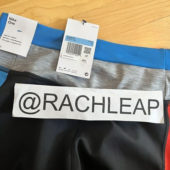 NEW..NIKE ONE WOMEN PLUS SIZE M MID RISE 7/8 COLOR BLOCK LEGGINGS - Picture 5 of 5